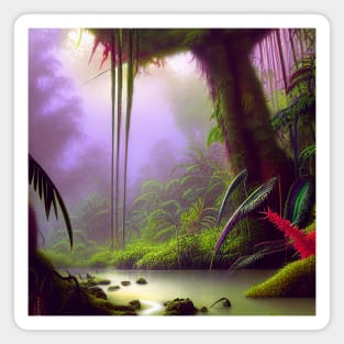 Digital Painting of a Beautiful Fantasy Nature With Lake and Colorful Leaves Magnet